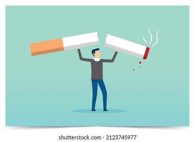 No smoking and destroy cigarettes, no smoking day, love health, health care, no pollution, Vector illustration design concept in postcard template