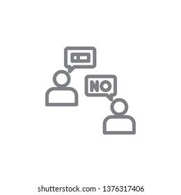 no smoking dialogue outline icon. Elements of smoking activities illustration icon. Signs and symbols can be used for web, logo, mobile app, UI, UX on white background