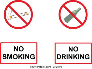 no smoking and no drinking signs, all objects can be easily separated