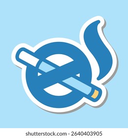 no smoking editable cartoon style sticker vector