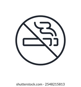 No smoking editable stroke outline icon isolated on white background flat vector illustration. Pixel perfect. 64 x 64