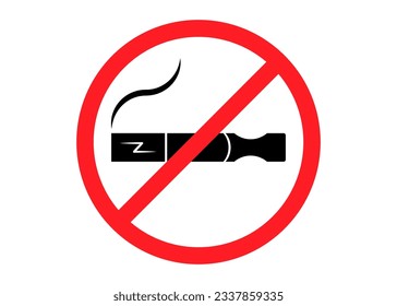 No smoking electronic cigarette sign, ban to vape smoke. Forbidden on smoking icon. Vector illustration