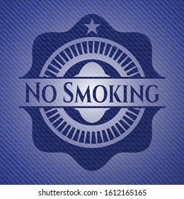 No Smoking emblem with denim texture. Vector Illustration. Detailed.