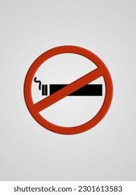 No smoking, emboss symbol, vector illustration