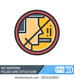 No smoking filled line style icon. World No Tobacco Day. Vector illustration isolated on white background. EPS 10