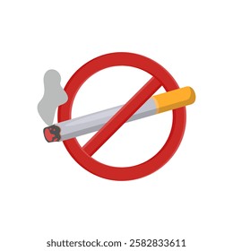 No Smoking, Fitness Flat Vector Illustration Isolated