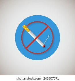 No smoking flat icon. Flat design style modern vector illustration. Isolated on stylish color background. Flat long shadow icon. Elements in flat design. EPS 10.