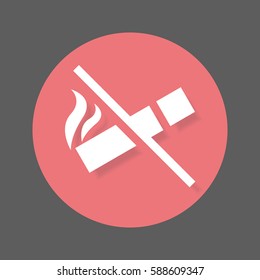 No smoking flat icon. Round colorful button, circular vector sign with shadow effect. Flat style design