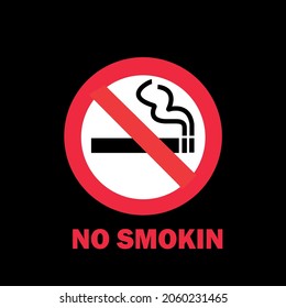 no fumar Imagen plana de un cigarrillo humeante en un círculo tachado. Aislado sobre fondo negro. No hay signos de fumar. ilustración de vector editable