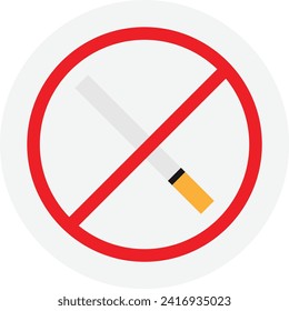 Icono no fumado Icono prohibido Ilustración plana de VEctor