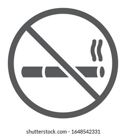 No smoking glyph icon, forbidden and prohibited, no cigarette sign, vector graphics, a solid pattern on a white background, eps 10