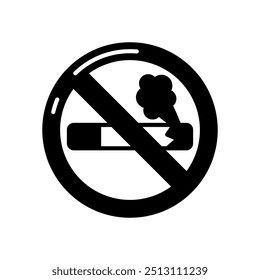 No Smoking Glyph Icon, Vector illustration