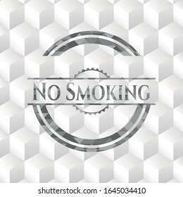 No Smoking grey badge with geometric cube white background