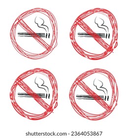 No smoking hand drawn sign on a white background vector illustration.