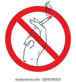 no smoking hand drawn sketch woman vector