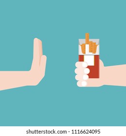 No Smoking, Hand gestures no to cigarette, addiction recovery concept