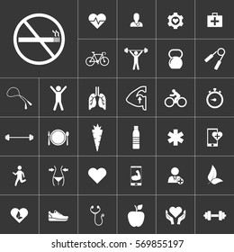 no smoking. health icon set on gray background to use in web and mobile UI