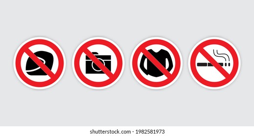 no smoking, helmet, camera, hoodies, allowed sign, vector prohibition sign in public places or private areas