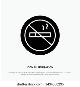 No smoking, Smoking, No, Hotel Solid Black Glyph Icon