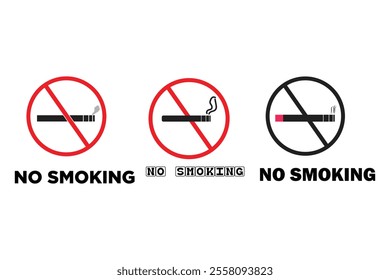 No smoking icon 3 set illustration