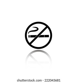 no smoking icon - black vector illustration with reflection