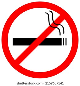 No smoking icon. Black and white pictogram in red Forbidden Sign