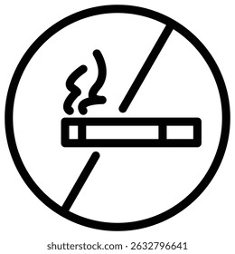 No smoking icon Black and white outline vector