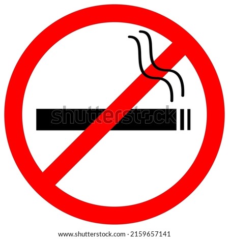 No smoking icon. Black and white pictogram in red Forbidden Sign