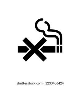 No Smoking Icon. Cigarette Endanger Health on Sign & Symbol Vector Illustration.