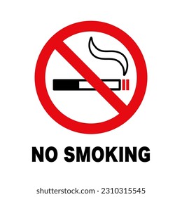 NO SMOKING: no smoking icon with cigarette and prohibition mark.