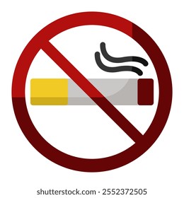 No smoking Icon In Color Fill. Flat Style. Isolated on White Background
