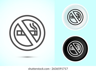 No smoking icon design illustration, No smoking sign in color black and white