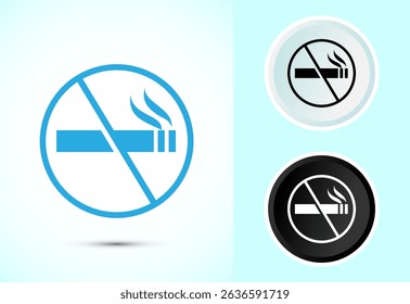 No smoking icon design illustration, No smoking sign in color black and white