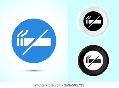 No smoking icon design illustration, No smoking sign in color black and white