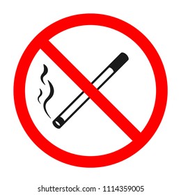 No smoking icon. Do not smoke cigarette icon. Smoking prohibited. Forbidden smoke icon sign. No Tobacco symbol. Restriction icon. Warning Caution sign.