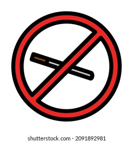 No Smoking Icon. Editable Bold Outline With Color Fill Design. Vector Illustration.
