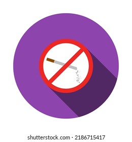 No Smoking Icon. Flat Circle Stencil Design With Long Shadow. Vector Illustration.