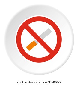 No smoking icon in flat circle isolated vector illustration for web