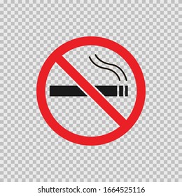 Icono de no fumar en fondo transparente. Vector EPS 10