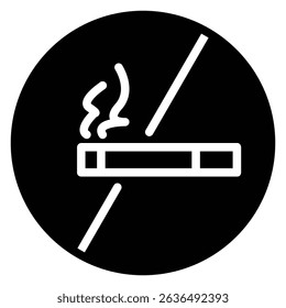 No smoking icon Flat outline fill black and white