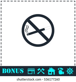 No smoking icon flat. Simple vector symbol and bonus icon