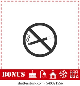 No smoking icon flat. Simple vector symbol and bonus icon