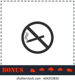 No smoking icon flat. Simple vector symbol and bonus icon