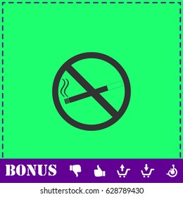 No smoking icon flat. Simple vector symbol and bonus icon