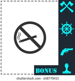 No smoking icon flat. Simple vector symbol and bonus icon
