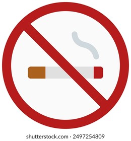 Icono de no fumar con estilo plano