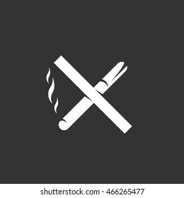 No smoking icon in flat style isolated on black background. Simple logo silhouette. Abstract sign, symbol, pictogram. Vector illustration