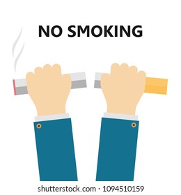 No smoking icon with hands. flat design. Vector.