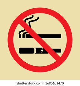 Icono de no fumar, incluidos los cigarrillos electrónicos