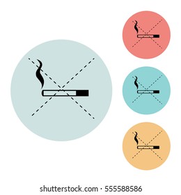No smoking icon isolated vector sign symbol, on blue, red, yellow background. Can be used in logo, UI and web design